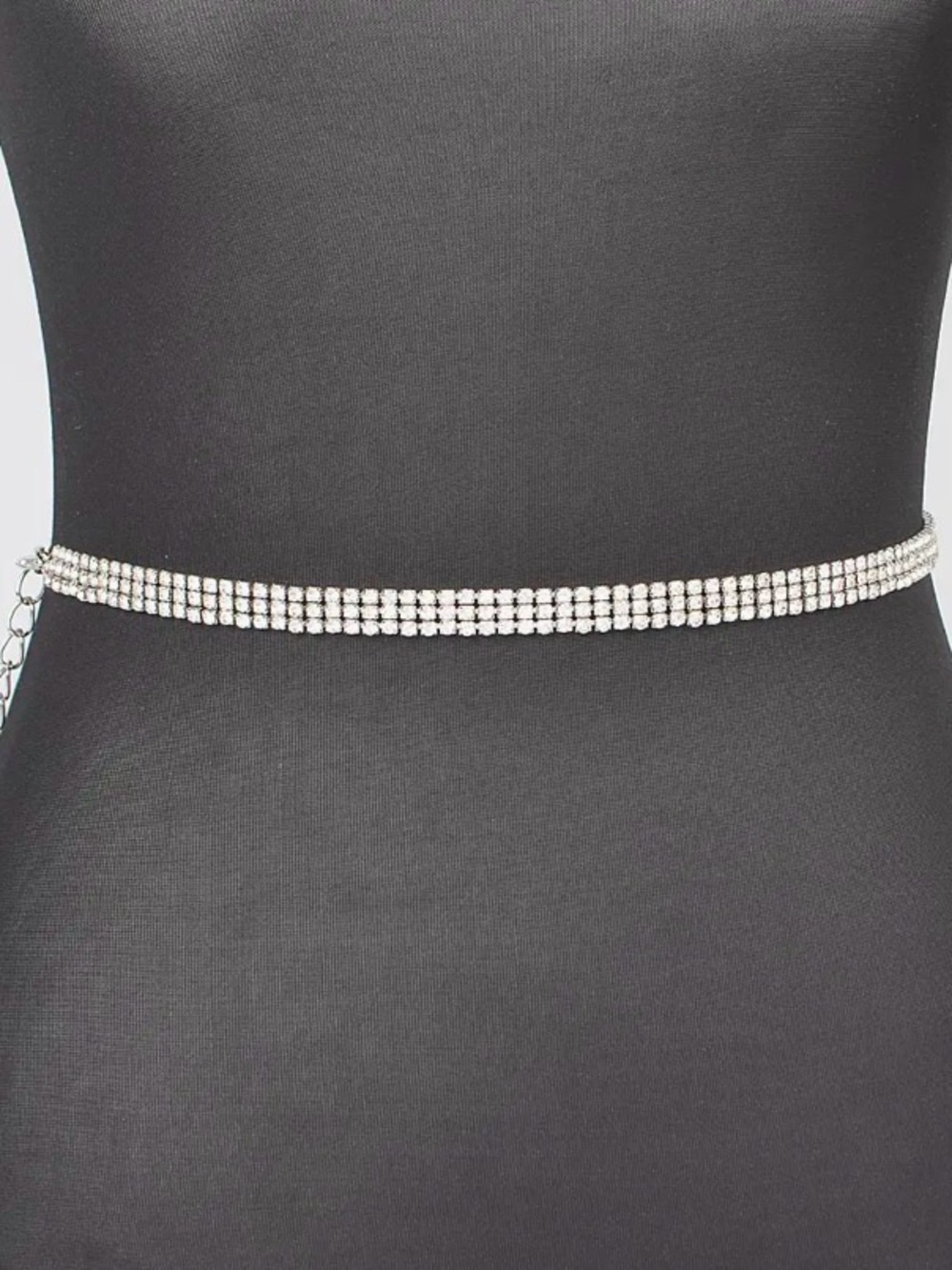 Rhinestone Chain Waist Belt - Silver Toned